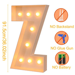 91.5CM Giant Letter Led Light Frame Box Baby Shower 1st Birthday Wedding Party Decor Christmas DIY Name Balloon Filling Box