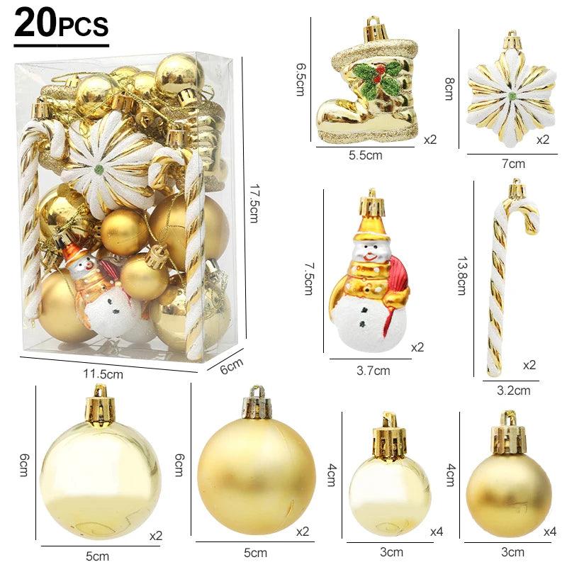 Christmas Ball, Candy Cane and Pinecone Ornament Set