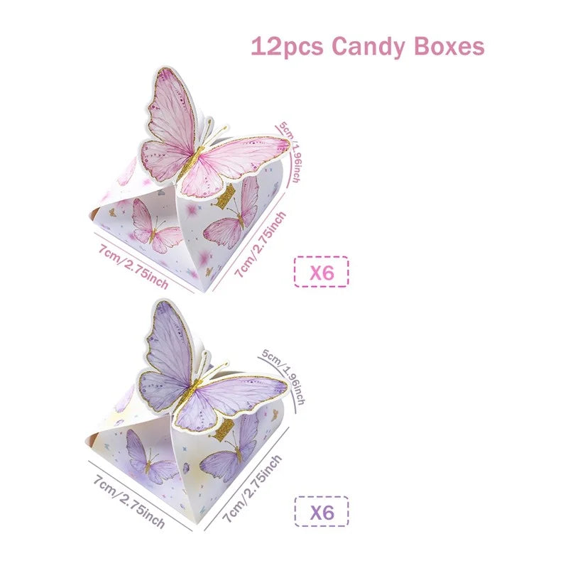 Pink Butterfly Candy Gifts Box Happy Birthday Party Decor Kids Girl Butterfly Wedding Birthday Party Supplies Baby Shower Decor