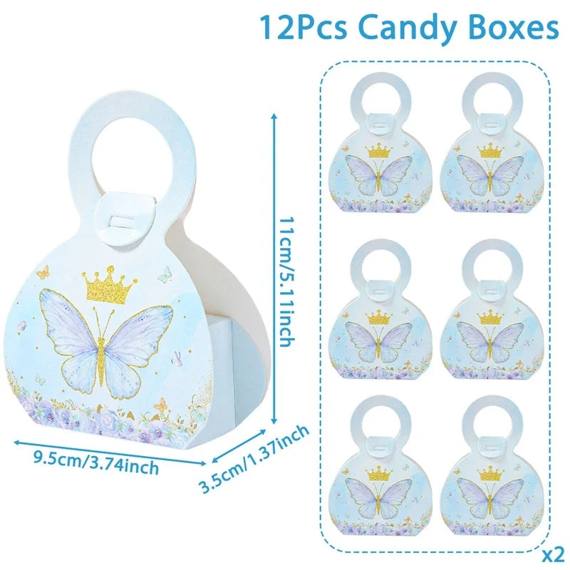 Butterfly Candy Gift Box Pink Purple Butterfly Birthday Party Decorations Kids Wedding Supplies Baby Shower Cookie Biscuit Box