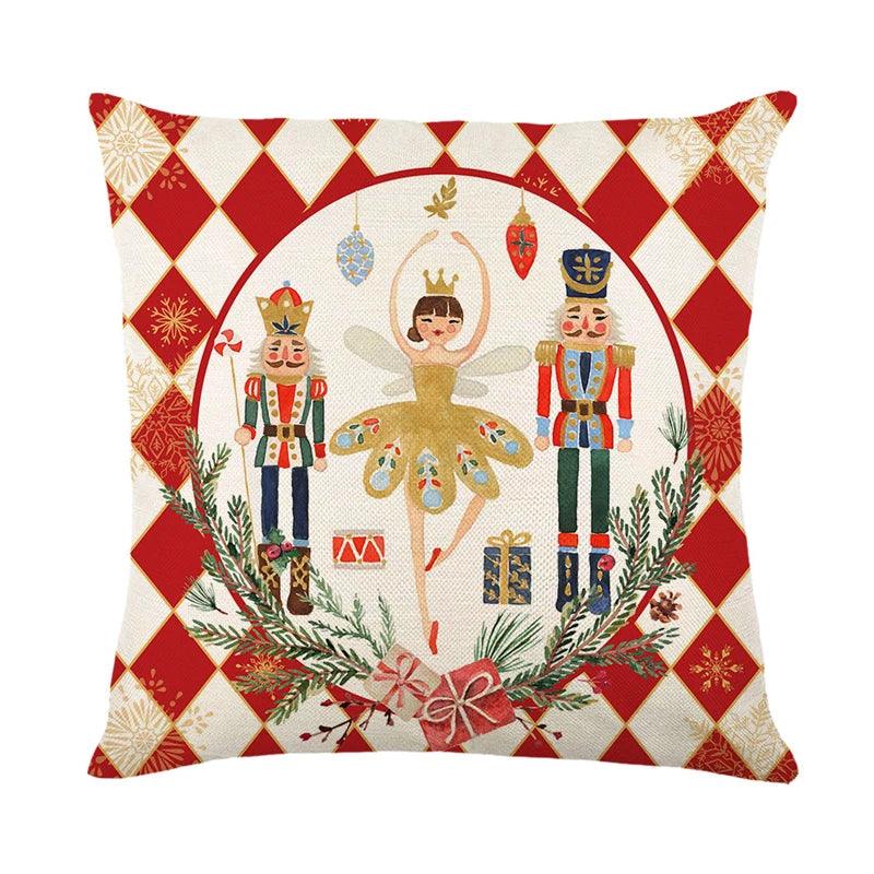 Linen Christmas Throw Pillow Cover, 18 × 18 in