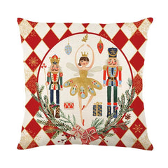 Linen Christmas Throw Pillow Cover, 18 × 18 in