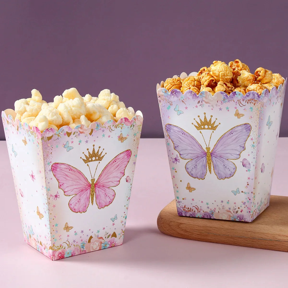 Butterfly Candy Gift Box Pink Purple Butterfly Birthday Party Decorations Kids Wedding Supplies Baby Shower Cookie Biscuit Box