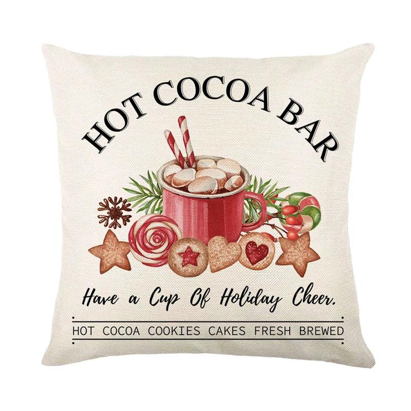 Linen Christmas Throw Pillow Cover, 18 × 18 in