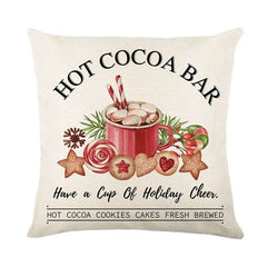 Linen Christmas Throw Pillow Cover, 18 × 18 in