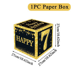 Black and Gold 18th 30th Birthday Box Birthday Party Decorations for Home Birthday Box Happy BIrthday Baby Shower Party Supplies