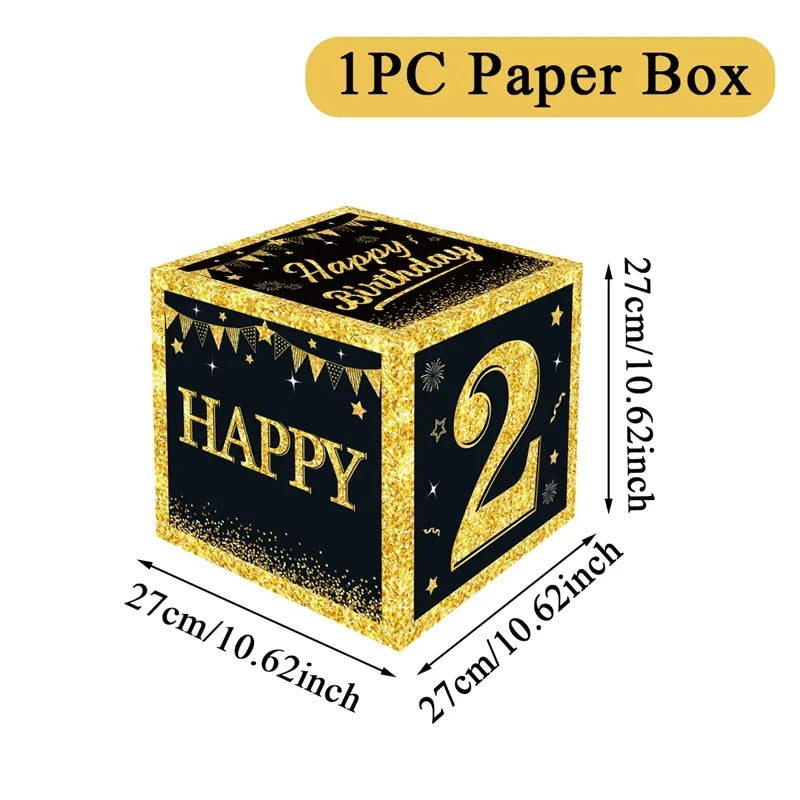 Black and Gold 18th 30th Birthday Box Birthday Party Decorations for Home Birthday Box Happy BIrthday Baby Shower Party Supplies