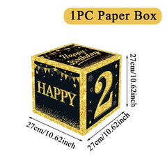 Black and Gold 18th 30th Birthday Box Birthday Party Decorations for Home Birthday Box Happy BIrthday Baby Shower Party Supplies