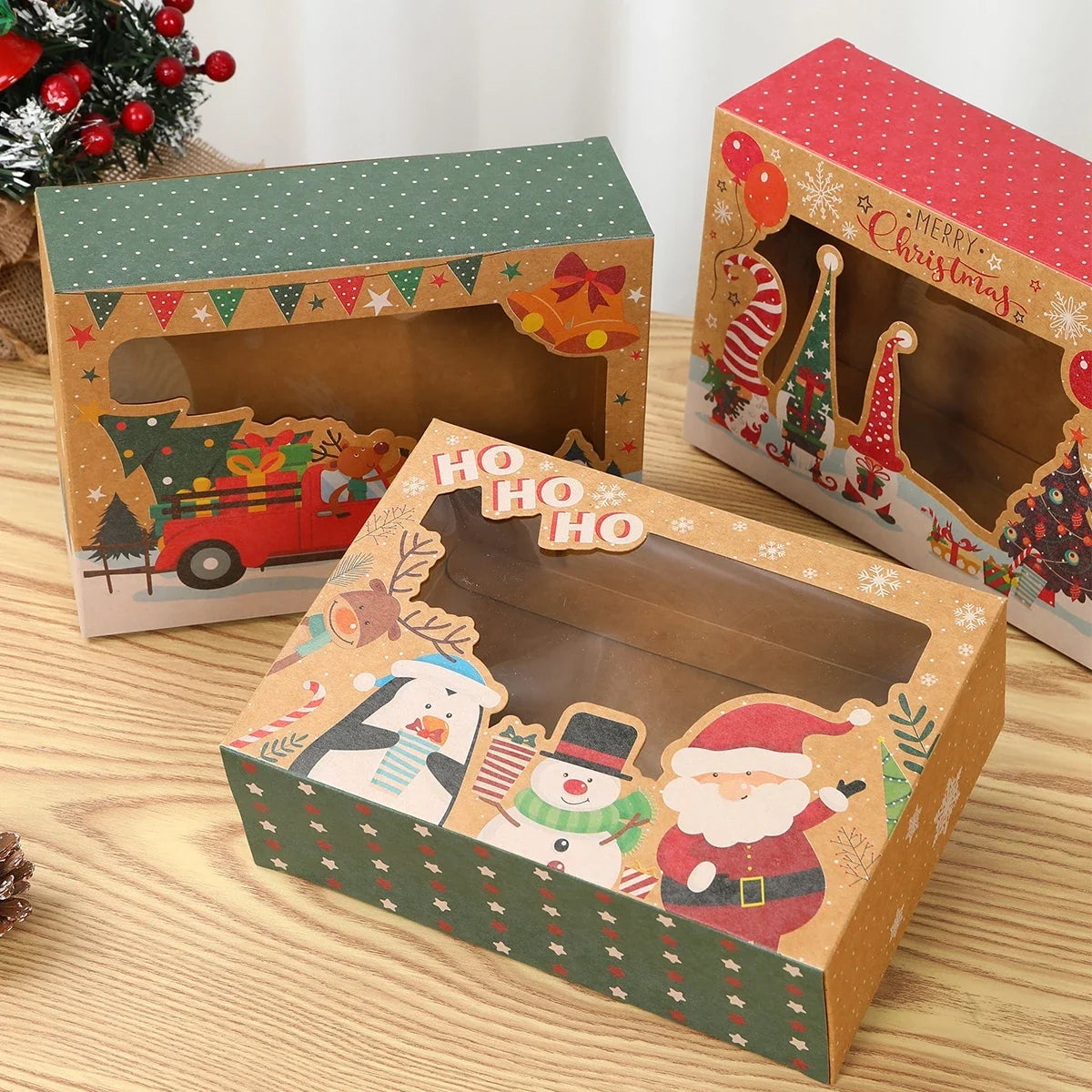 Christmas Candy Box Dessert box Cake Box Window Cookie Box Gingerbread Box Merry Christmas decoration for home 2024 Navidad