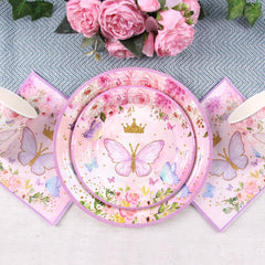 Purple Butterfly Disposable Tableware Napkin Butterfly Birthday Party Decor Girl Baby Shower Baptism Gender Reveal Supplies