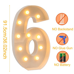 91.5cm Giant Led Light Birthday Number Figure 1st Birthday Anniversary Wedding Baby Shower Decor 30 40 50 Birthday Number Frame