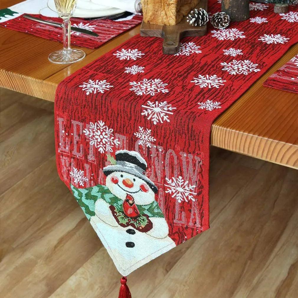 Red Snowflake Christmas Table Runner, 69 × 13 in