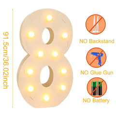 91.5CM Giant Number Led Light Frame 1st Birthday Party Decor Kids Wedding 30th 50th 60th Birthday Party Supplies Baby Shower
