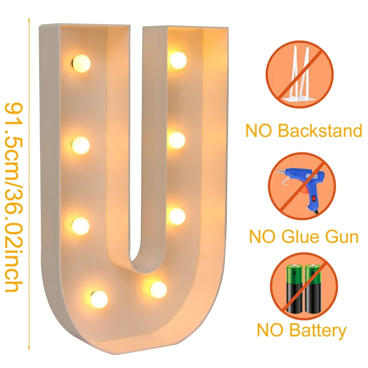 91.5CM Giant Letter Led Light Frame Box Baby Shower 1st Birthday Wedding Party Decor Christmas DIY Name Balloon Filling Box