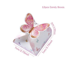 Pink Butterfly Candy Gifts Box Happy Birthday Party Decor Kids Girl Butterfly Wedding Birthday Party Supplies Baby Shower Decor