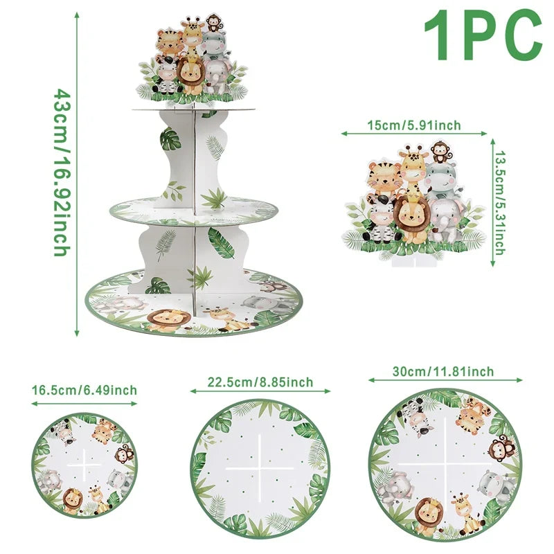 Jungle Safari Disposable Tableware Paper Plates Cups Animal 1st Wild One Birthday Party Decor kids Baby Shower Supplies Woodland