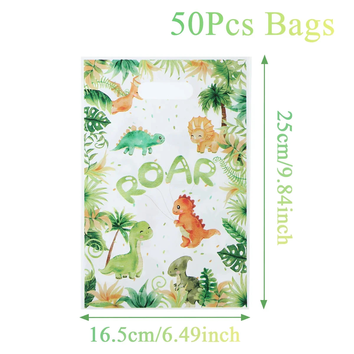 10/25/50pcs Cartoon Dinosaur Handbag Gift Candy Packing Bag Jungle Dinosaur Birthday Party Decor Kids Baby Shower Party Supplies