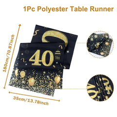 Black Gold Happy Birthday Table Runner 30th 40th 50th Birthday Party Decoration Adult  Anniversary Birthday Party Supplies