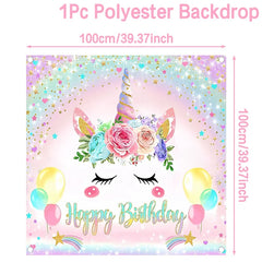 Rainbow Unicorn PE Tablecloth Happy Unicorn Theme Birthday Party Decorations Kids Favors Table Cover Girls Baby Shower Supplies