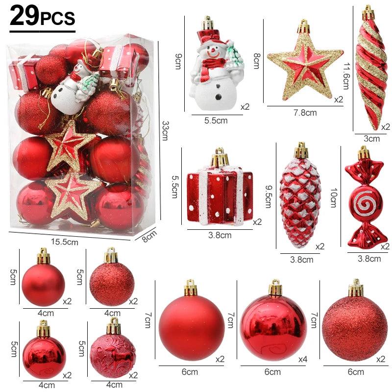 Christmas Ball, Candy Cane and Pinecone Ornament Set