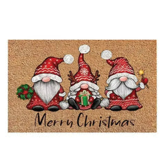 VIKAMA 1pc Three Santa Claus Doormats Festive Floor Mat Living Room Rug For Bedroom Welcome Mat Outdoor Rug Christmas Rug