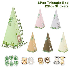 Jungle Animals Box Candy Box Happy Birthday Party Decoration Kids Safari Animal Wild One 1st Birthday Decor Kids Baby Shower