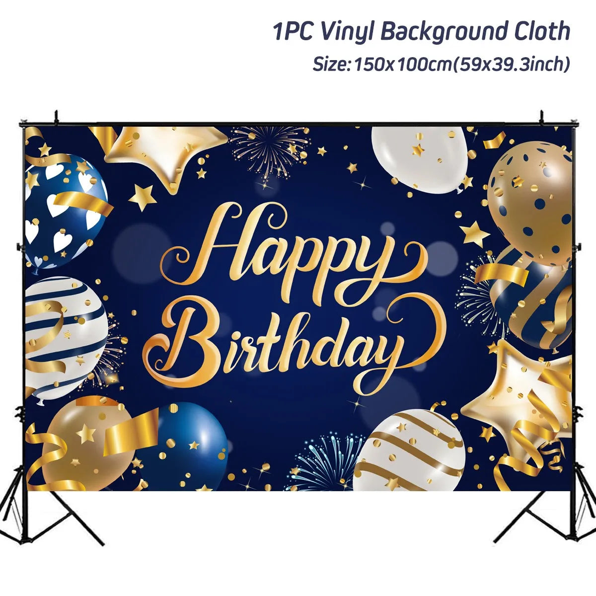 Gold Glitter Happy Birthday Party Backdrop For Photo Black  Happy Birthday Adult Theme Party Decoration Supplies DIY Backdrops