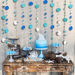 3-Piece Blue & Silver Star Garland Set, 13 ft Each