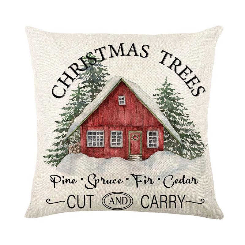 Linen Christmas Throw Pillow Cover, 18 × 18 in