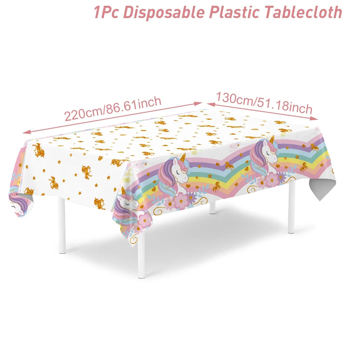 Rainbow Unicorn PE Tablecloth Happy Unicorn Theme Birthday Party Decorations Kids Favors Table Cover Girls Baby Shower Supplies