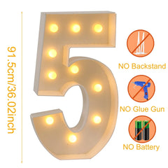 91.5cm Giant Led Light Birthday Number Figure 1st Birthday Anniversary Wedding Baby Shower Decor 30 40 50 Birthday Number Frame