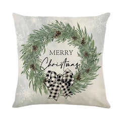 Linen Christmas Throw Pillow Cover, 18 × 18 in