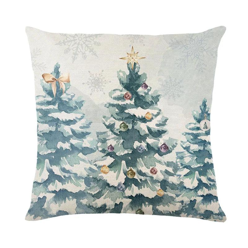 Linen Christmas Throw Pillow Cover, 18 × 18 in
