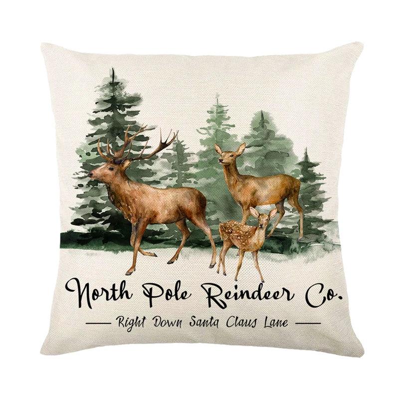 Linen Christmas Throw Pillow Cover, 18 × 18 in