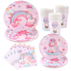 Unicorn Disposable Tableware Set Plates Cups Napkins Birthday Party Decoration Kids Boy Girl Wedding Birthday Party Supplies