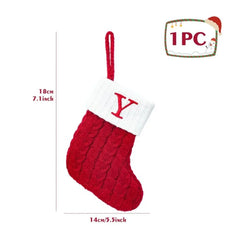 Christmas Socks Knitting Snowflake Letter Stocking Christmas Decoration for Home 2024 Xmas Tree Ornament Gift Navidad Natal A-Z