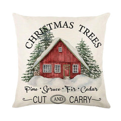 Linen Christmas Throw Pillow Cover, 18 × 18 in