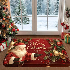 VIKAMA Merry Christmas Welcome Doormat Easy-Clean Home Décor Christmas Carpet Indoor/Outdoor Entrance Decorative Mat