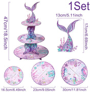 Mermaid Cake Stand Cupcake Holder Mermaid Birthday Party Decor Kids Girl Little Mermaid Baby Shower Under The Sea Party Supplies