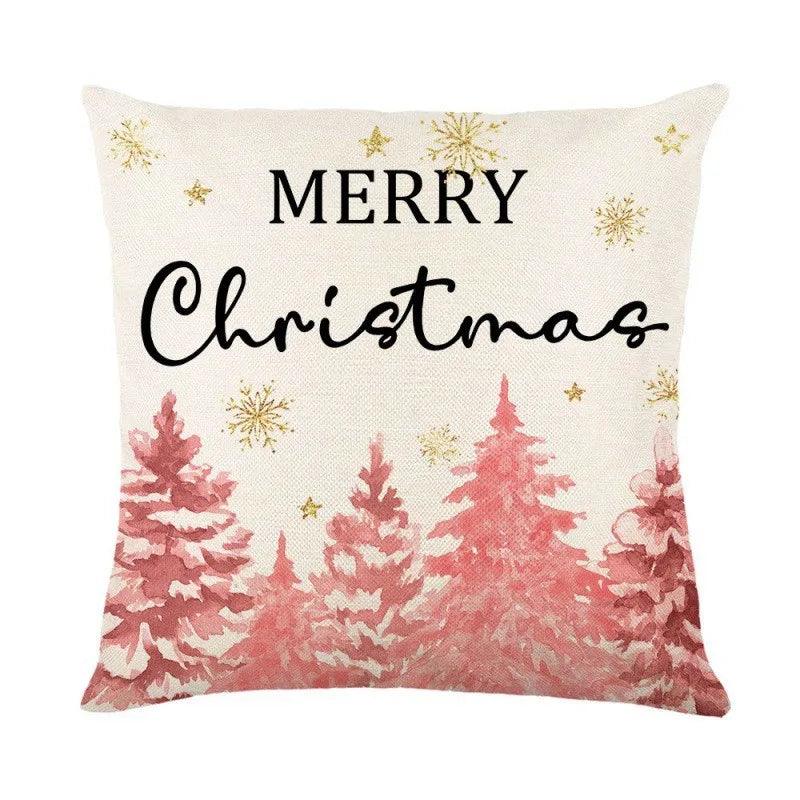 Linen Christmas Throw Pillow Cover, 18 × 18 in
