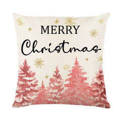 Linen Christmas Throw Pillow Cover, 18 × 18 in