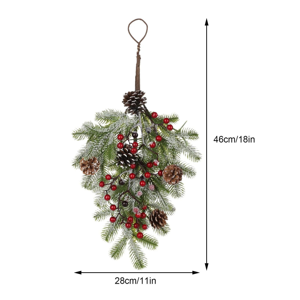 Pinecone & Berry Christmas Hanging Swag, 35 × 55 cm