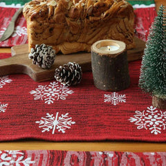 Red Snowflake Christmas Table Runner, 69 × 13 in