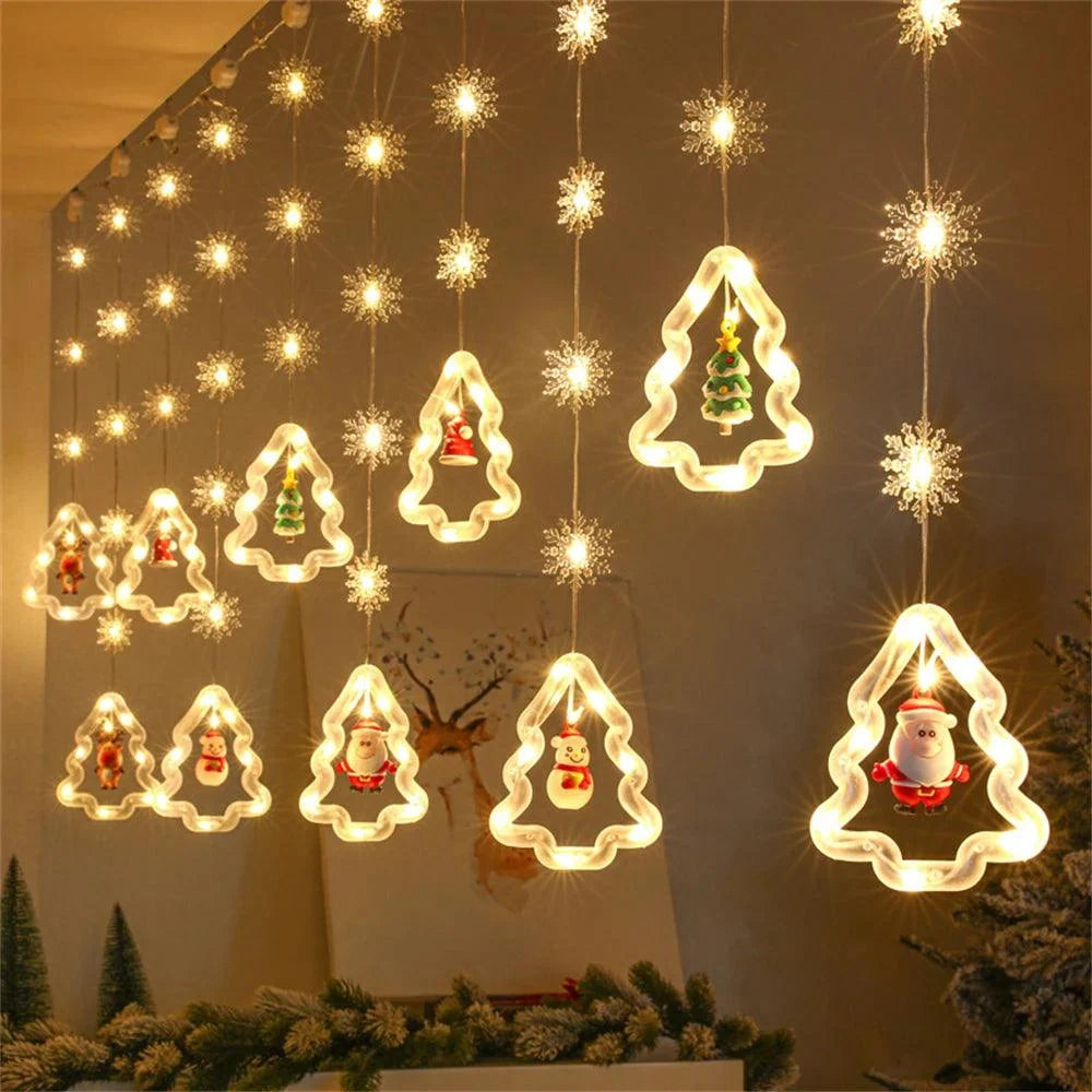 120-LED Christmas Curtain String Lights, USB or Battery