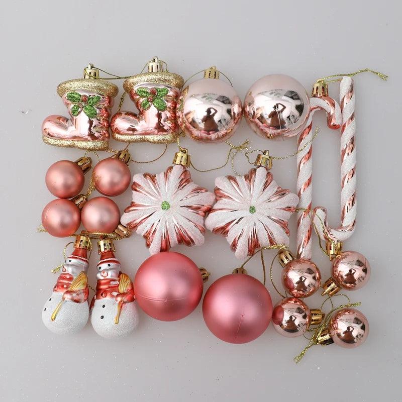 Christmas Ball, Candy Cane and Pinecone Ornament Set