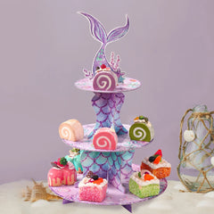 Mermaid Cake Stand Cupcake Holder Mermaid Birthday Party Decor Kids Girl Little Mermaid Baby Shower Under The Sea Party Supplies