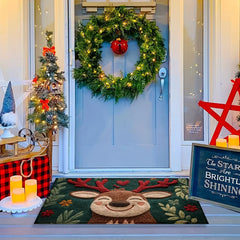 VIAMA Christmas Reindeer Door Mat Anti-Slip Entrance Carpet Comfortable Winter Bathroom Kitchen Floor Mat Home Decoration