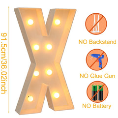 91.5CM Giant Letter Led Light Frame Box Baby Shower 1st Birthday Wedding Party Decor Christmas DIY Name Balloon Filling Box