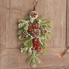 Pinecone & Berry Christmas Hanging Swag, 35 × 55 cm
