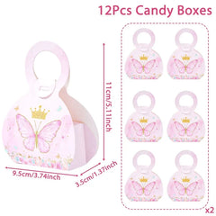 Butterfly Candy Gift Box Pink Purple Butterfly Birthday Party Decorations Kids Wedding Supplies Baby Shower Cookie Biscuit Box